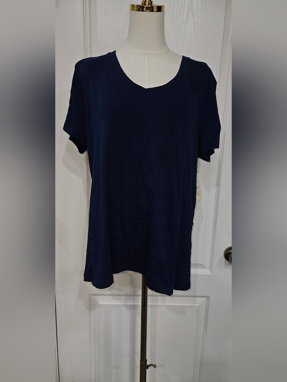 St. John's Bay Navy Short Sleeve V-Neck Tee